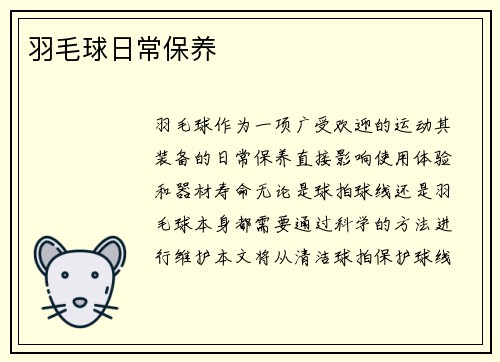 羽毛球日常保养